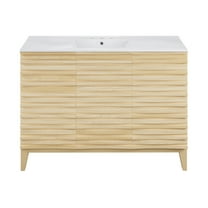 Cascade 48 in. Natural Oak Bathroom Vanity With White, 3-Hole Ceramic Sink Top