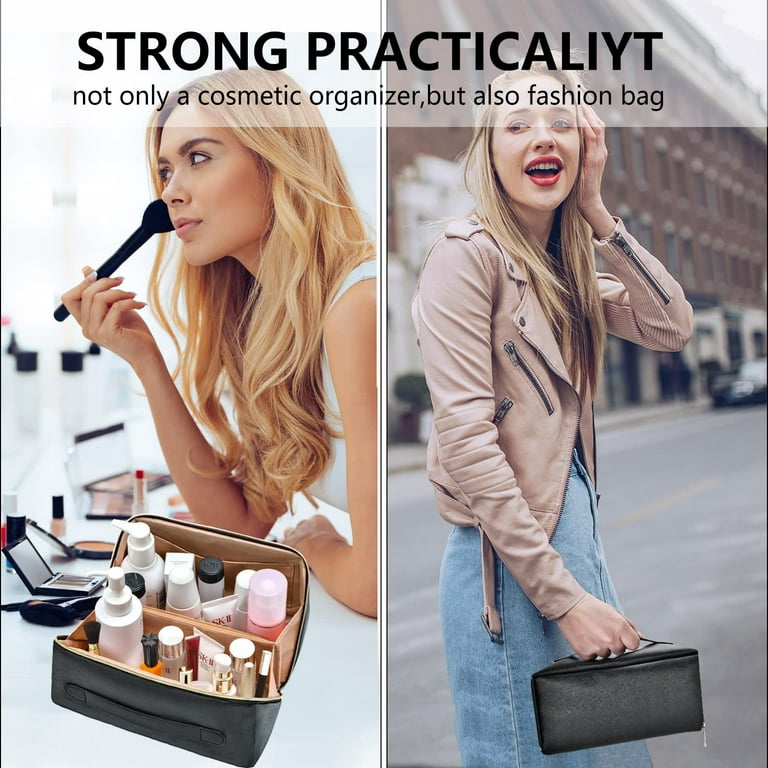 Large Capacity Stylish Leather Cosmetic Bag Handbag Travel