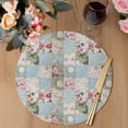 thumbnail image 3 of Green Blue Pink Botanical Round Placemats Set of 4, Braided Polypropylene Place Mats, Spring Floral Vintage Washable Table Mats for Kitchen Dinner Holiday Wedding Party Coffee Table Decoration 13", 3 of 9