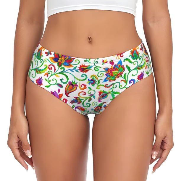 Fotbe Paisley Calzones Estampados para Mujer – Ropa Interior de Algodón, Cómoda, Suave y Elástica-Large