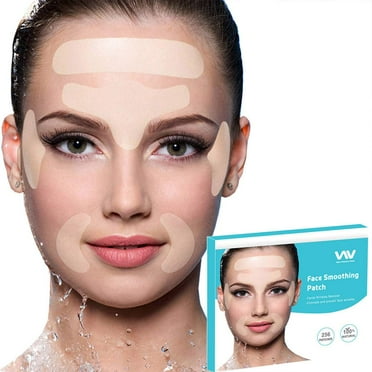 Facial Wrinkle Remover Strips, Set of 256pcs Facial Patches, Reusable Face Tape Smoothing Wrinkle Patches for Reducing Forehead Eye and Around Mouth & Upper Lip Wrinkles (White)