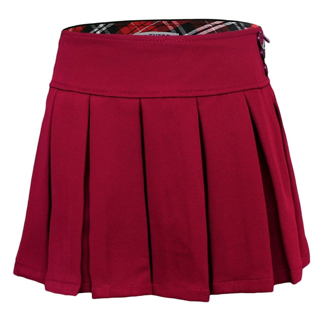 Bienzoe Jupe d'Uniforme Scolaire Extensible Plissée à Taille Ajustable pour Fille Bourgogne 6X