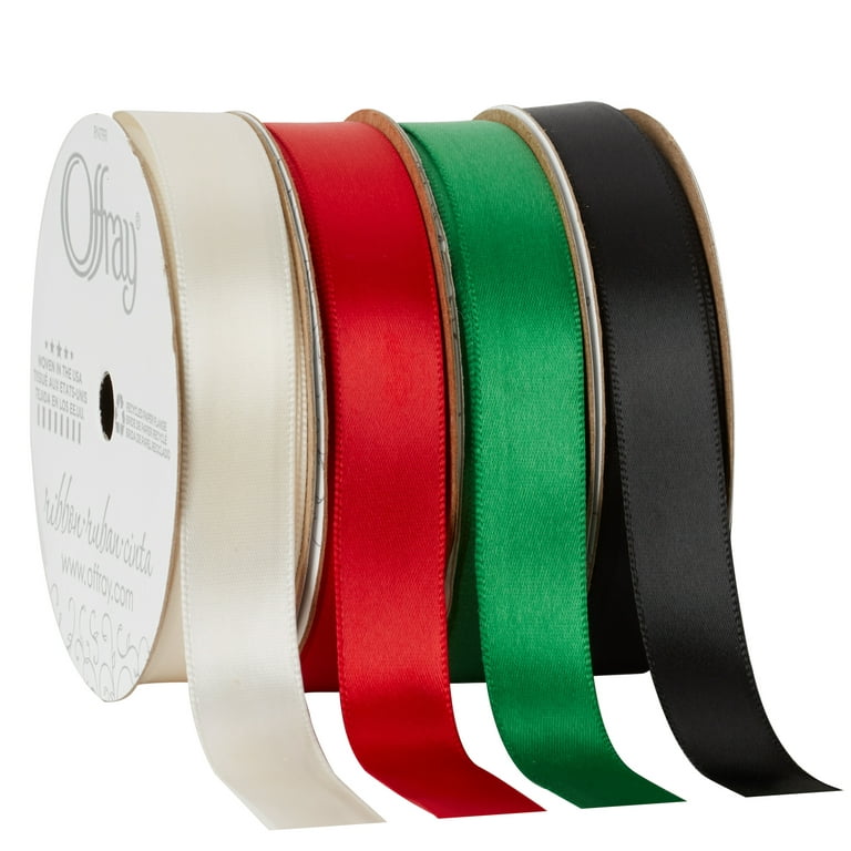 Offray Ribbon, Forest Green 5/8 inch Single Face Satin Polyester Ribbon, 18  feet 