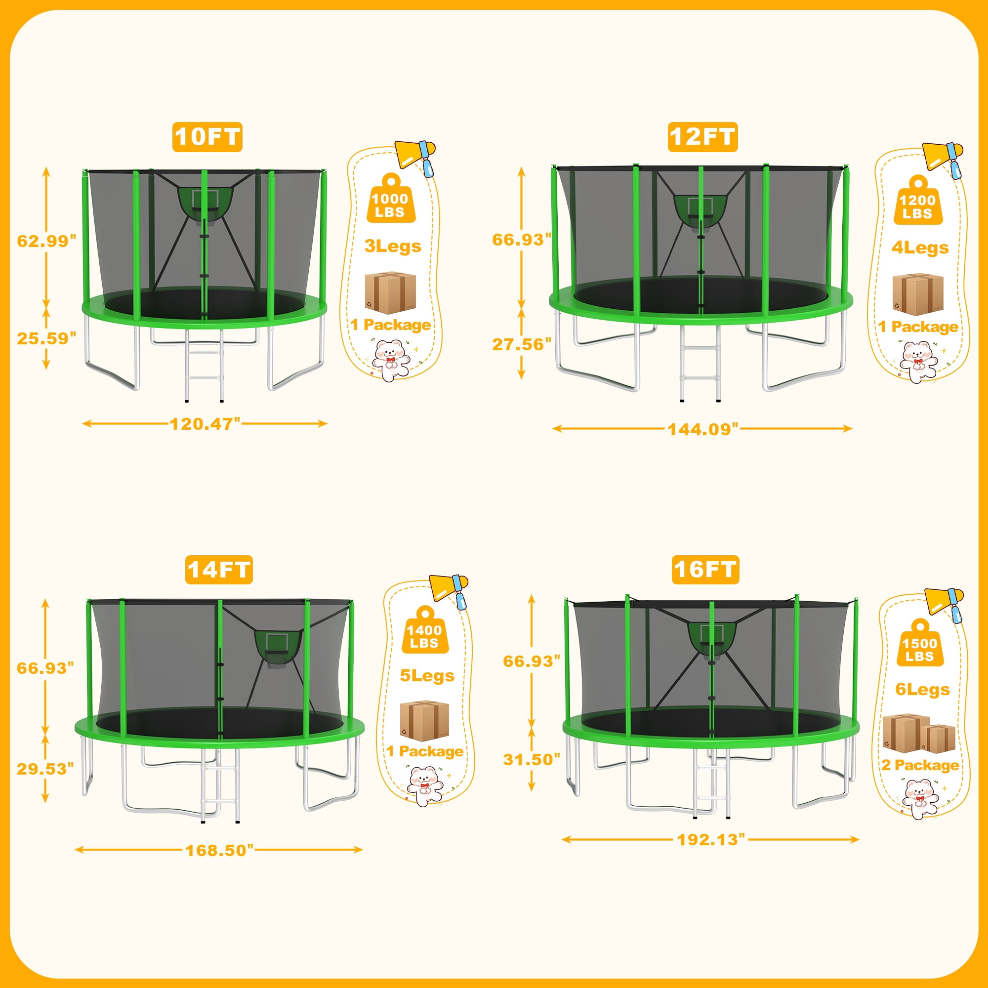 XMIKA Trampoline, 1200LBS 12FT Trampolines for Kids Adults, Trampoline with Safety Enclosure Net, Outdoor Backyard Trampolines with Basketball Hoop, LED Light, Sprinkler and Ladder, Heavy Duty