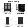 thumbnail image 5 of Minimalist Modern Wooden Buffet Storage Sideboard Cabinet Credenza Cupboard with Double Glass Doors Drawer for Living Room, Dining Room, Hallway Entryway, 28x15x36 Inches (Black), 5 of 7