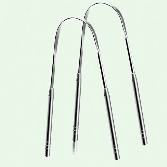Stainless Steel Tongue Scrapers, 2-Pack, Eliminate Bad Breath, Easy to Use and Clean