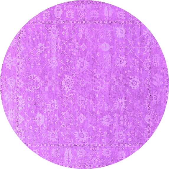Ahgly Company Indoor Round Oriental Purple Traditional Area Rugs, 5' Round