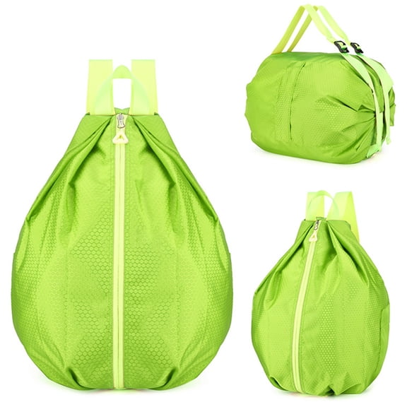 Hiking Backpack Foldable Sports Backpack, Large Waterproof Drawstring Sports Backpack for Fitness, Swimming, Outdoor Activities, Black
