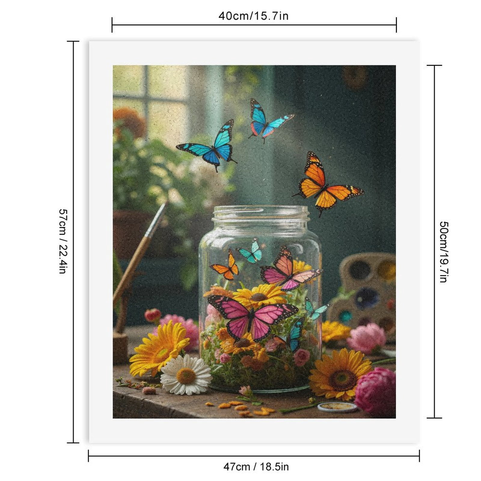 Paint by Numbers Kit for Adults, Butterflies In Glass Jar Garden Paint by Numbers, Easy Paint by Numbers Kit for Adults Beginner, DIY Adult Paint by Number Kits on Canvas, Home Decor