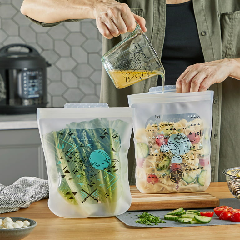  Containers, Pyrex Platinum Silicone Food Grade Reusable Storage  Bag, Bundle 4-Pack Large and Small, Clear, Star Wars, Eco-Friendly, Cook, Store, Sous Vide, or Freeze