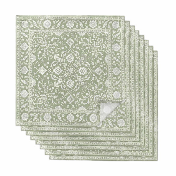 Cloth Napkins Set of 8 - 20x20 Inches, Sage Green Paisley Boho Washable Reusable Table Napkins, Abstract Art Floral Aesthetic Soft & Absortbent Dining Napkin for Party Wedding Hotel Restaurant