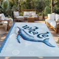 thumbnail image 2 of Navy Blue Whale Outdoor Rug for Patio/Deck/Porch, Non-Slip Large Area Rug 3 x 5 Ft, Summer Coastal Bubbles Ocean Waves Indoor Outdoor Rugs Washable Area Rugs, Reversible Camping Rug Carpet Runner, 2 of 8