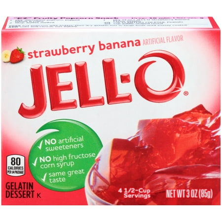 - (3 Pack) Jell-O Strawberry Banana Gelatin Mix, 3 oz Box