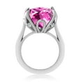thumbnail image 3 of Gem Stone King 14.60 Cttw Pink Created Sapphire and White Topaz Engagement Ring for Women | 925 Sterling Silver | 14MM Cushion | Wedding Engagement Anniversary Promise Ring for Women, 3 of 4