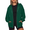 thumbnail image 4 of Resicozy Zip Up Hoodie Women Oversized Y2K Hoodies Casual Long Sleeve Sweatshirts Fall Spring Track Jackets with Pockets 2026 Green L, 4 of 5