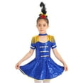 thumbnail image 3 of iiniim Girls Shiny Sequins Marching Band Uniform Leotard Dress for Party Performance A Royal Blue 6, 3 of 7