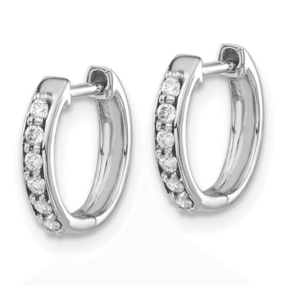 14k White Gold Diamond Hinged Hoop Earrings For Women-Lab Grown Diamond White Gold Earings