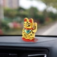 thumbnail image 4 of 4 Inch Arm Waving Fortune Cat, Solar Powered Lovely Chinese Cat with Rotating Base, Plastic Lucky Cat Statue Decoration for Decorating Front Desk Car Business Openings, 4 of 8