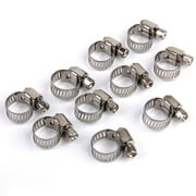 10x Stainless Steel Adjustable Worm Gear Hose Clamps Water Gas Clips, Fuel Line Clamp for Plumbing, 76mm Range - Φ8-12mm