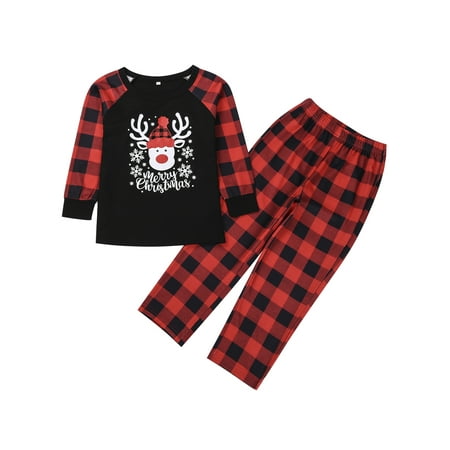

One Opening Family Parent-child Pajamas Tops Plaid Trousers Christmas Clothes