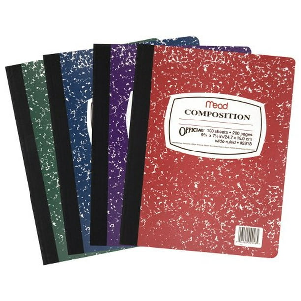 Mead Composition Book, Wide Ruled, 100 sheets, 93/4" x 71/2