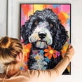 thumbnail image 5 of Portuguese Water Dog Flower Canvas Painting Colorfull Canvas Art Prints Bathroom Artwork for Wall Living Room Bedroom Bathroom Wall Art Framed Art Wall Decor 1 inch, 5 of 5