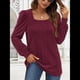 thumbnail image 5 of Camisas Tipo Túnica para Mujer, Camisas Holgadas de Larga, Camisas de Cuello Cuadrado Vino Tinto XL, 5 of 8