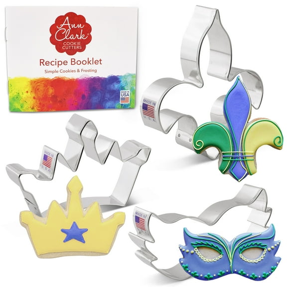 Mardi Gras Cookie Cutters, 3-Piece Set, Made in USA by Ann Clark