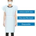 thumbnail image 4 of McKesson Exam Gown, Disposable - Poly and Premium Tissue, Front or Back Opening, Short Sleeve, Unisex - Blue, One Size Fits Most Adults, 21 in x 30 in, 50 Count, 4 of 11