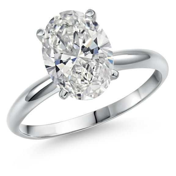 Gem Stone King 2 Ct Oval Cut 14K White Gold IGI Certified Lab Grown Diamond Solitaire Engagement Ring for Women | E-F Color | VS1-VS2 Clarity | Size 6