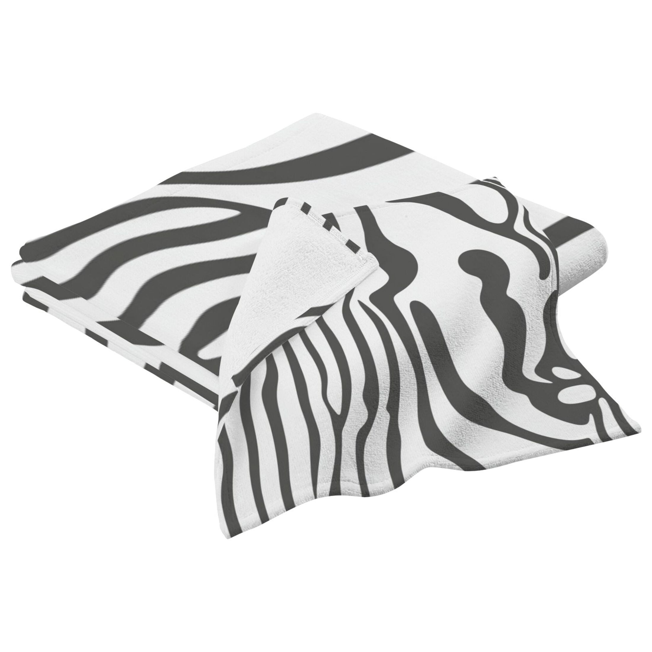 Art Black and White Pattern 2 Piece Cotton Bath and Face Towel Set Soft and Absorbent, for Beach Pool Bathroom