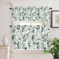 thumbnail image 6 of Green Plant Curtain Valances Set Watercolor Eucalyptus Leaf Farmhouse Kitchen Curtains 36&nbsp;inch Length Rod Pocket Valance and Tiers 3 Piece Set Small Bedroom Bathroom Laundry Decor, 6 of 9