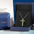 thumbnail image 4 of Gem Stone King 925 Sterling Silver Green Simulated Peridot Cross Pendant Necklace for Women | 1.44 Cttw | Jesus Crucifix Necklace| August Birthstone | Round 3MM | With 18 inch Chain, 4 of 5