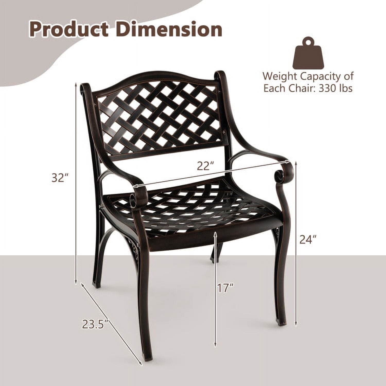 Aimee Lii Cast Aluminum Patio Chairs Set of 2 Dining Chairs with Armrests Diamond Pattern, Outdoor Patio Furniture, Bronze Aimee Lii Cast Aluminum Patio Chairs Set of 2 Dining Chairs with Armrests Diamond Pattern, Outdoor Patio Furniture, Bronze