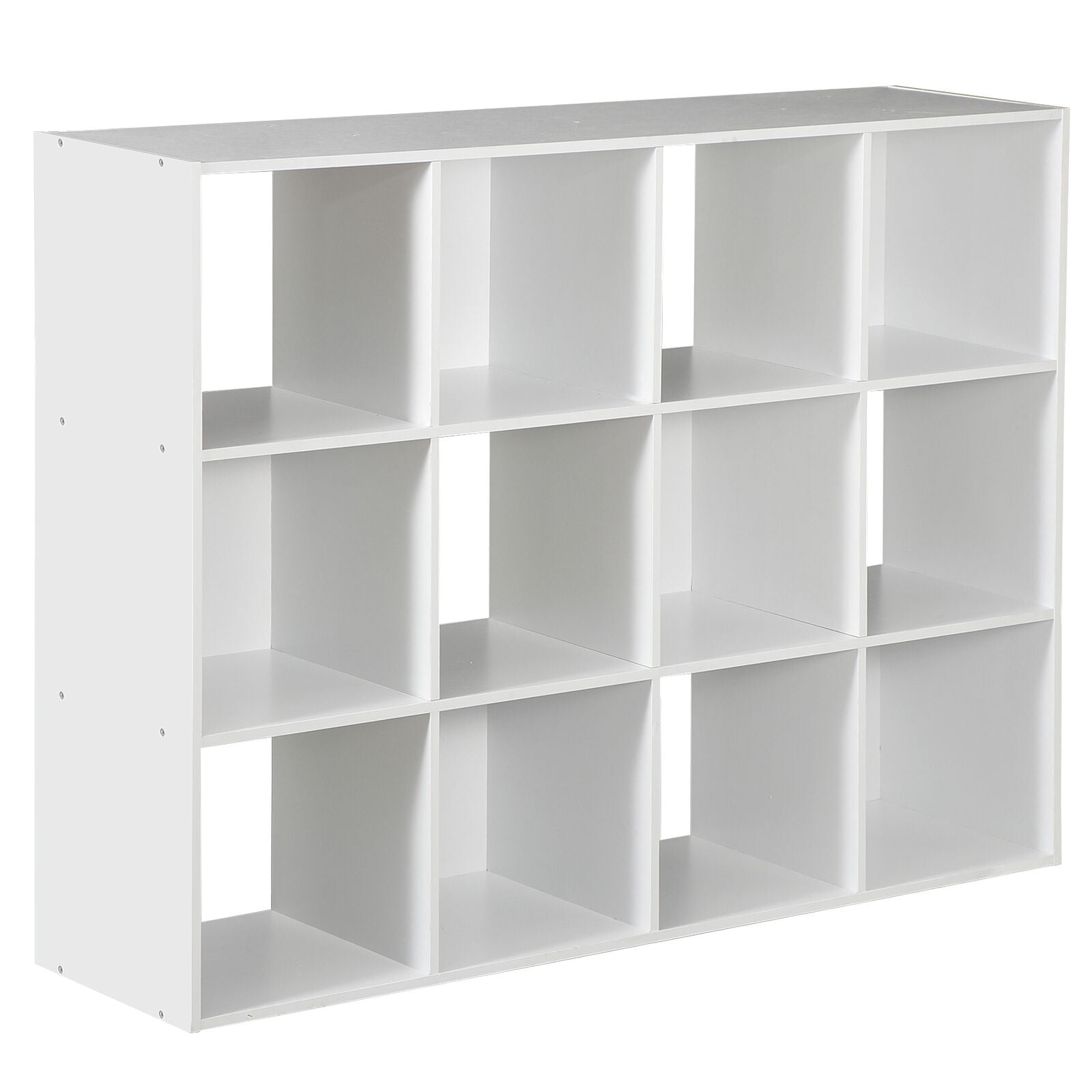 MarketLane 12 Cube Laminated Wood Reversible Stackable Open Bookcase Display Shelf Storage Organizer for Home and Office Organization,White