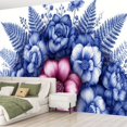 thumbnail image 2 of Peel and Stick Wallpaper Large Blooms Detailed Petals Foliage Fern Leaves Buds Roses Peonies Modern Art Wall Mural Decor Self Adhesive and Removable 69in x 98in, 2 of 8