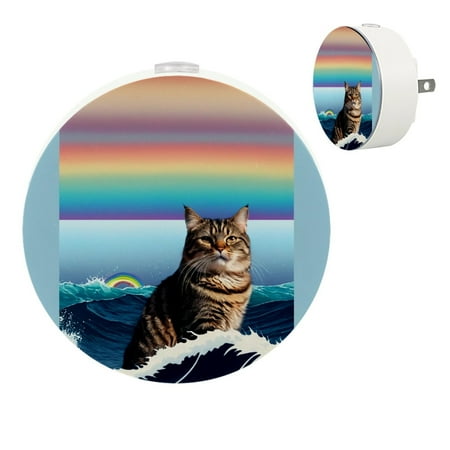 

LED Night Lights Plug into Wall 2-Pack 0.5W Plug in Night Light Dusk to Dawn White Bright Nightlight for Bedroom Bathroom Hallway Kitchen Japanese Cartoon Animal Cat and Ocean Wave Vintage