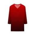 thumbnail image 4 of EchfiProm Cotton Linen Tops Women Red Summer Office Gradient Loose Short Sleeve Cotton Linen Shirts, 4 of 5