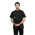 thumbnail image 1 of Hombres Mujeres Chef Coat Manga corta Camarero Ropa Sudor Absorber Ropa Uniforme Negro 4XL jinwen Chaquetas de cocinero, 1 of 8