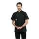 thumbnail image 1 of Chaqueta de chef para hombre y mujer con bolsillo, uniforme cómodo de manga corta para camarero o camarera Negro XXXL, 1 of 8