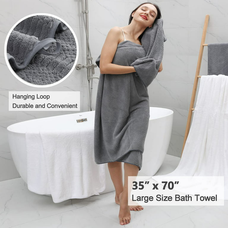 Navy Bath Towels Set 35x70 Inches - Luxury 600 GSM Oversized Bath