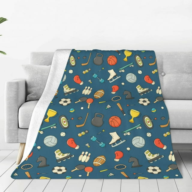 Fotbe Sports Ball Manta de Franela Acolchonada con Estampado, Súper Suave y Esponjosa, Extra Grande para Sofá, Cama, Uso Todo el Año-50"x40"