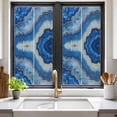 thumbnail image 3 of Blue Marble Window Privacy Film, Modern Luxury Granite Surface Motif Sketch Static Cling UV Sun Blocking Tint Film Heat Control Windows Films for Bedroom Bathroom, Window Stickers 17.7"x39.3", 3 of 8