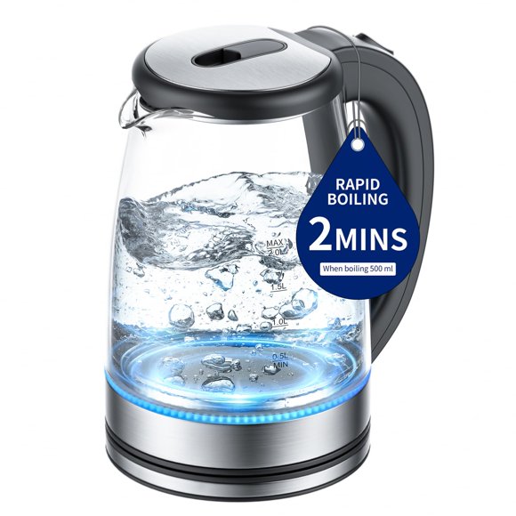 Hervidor eléctrico kemzez de 2 L y 1500 W de vidrio de borosilicato