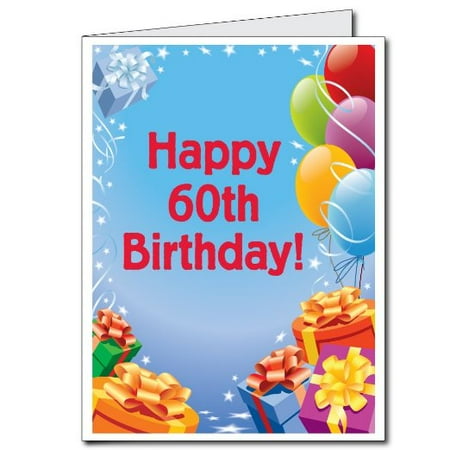 60th Birthday Present For Mom 2'x3' Giant 60th Birthday Card w/Envelope - Presents and Balloons ()