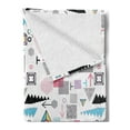 thumbnail image 2 of Abstract Soft Flannel Fleece Blanket, Geometric Composition in Memphis Style Cubes Hexagons Triangles and Arrows Modern, Cozy Plush for Indoor and Outdoor Use, 60" x 80", Multicolor, by Ambesonne, 2 of 5