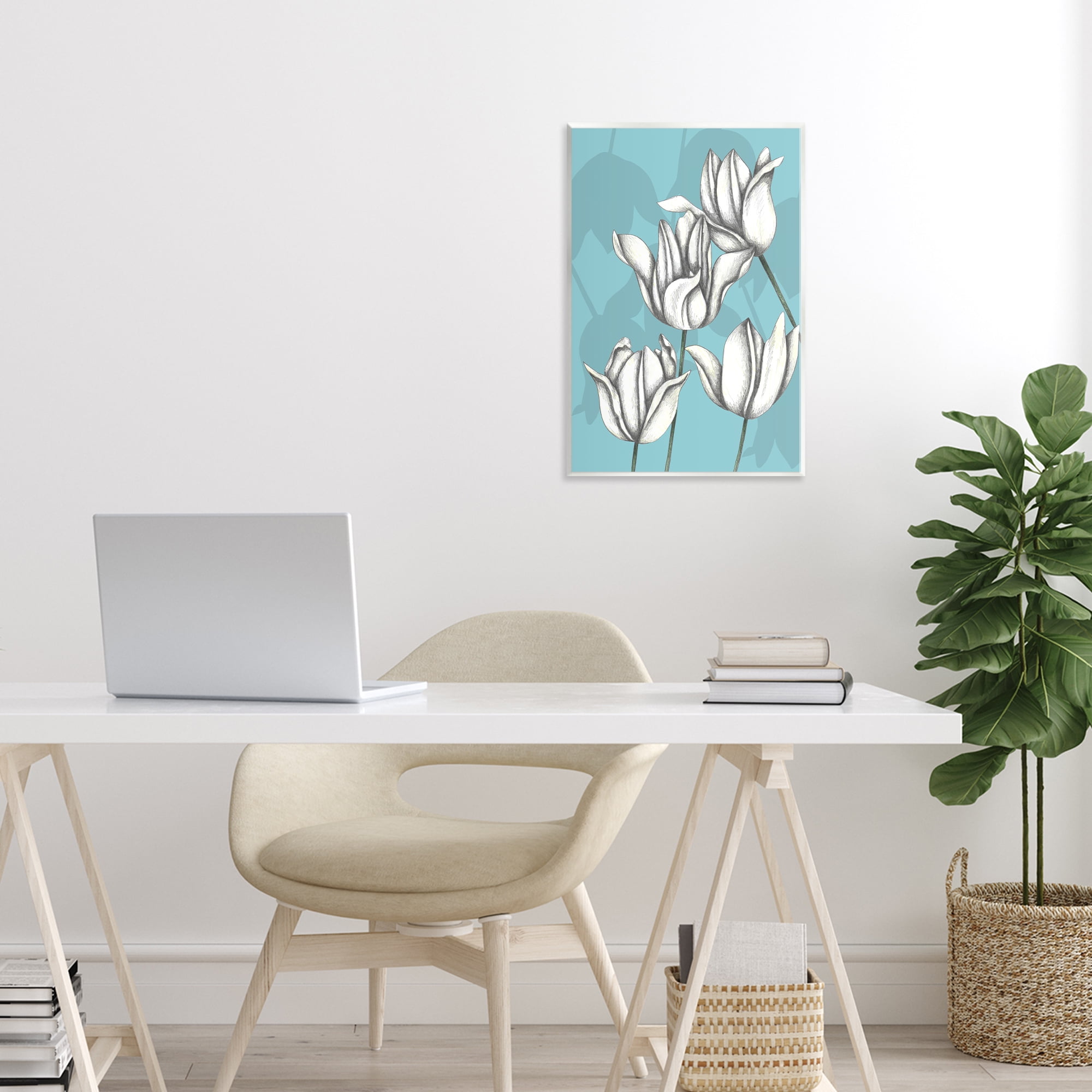 Sketched Tulips Keep Growing Wall Plaque Art, design by Cecilia Battaini