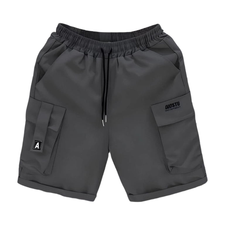 YHAJDS Mens Cargo Shorts Solid Color Multi Pocket Outdoor Mid