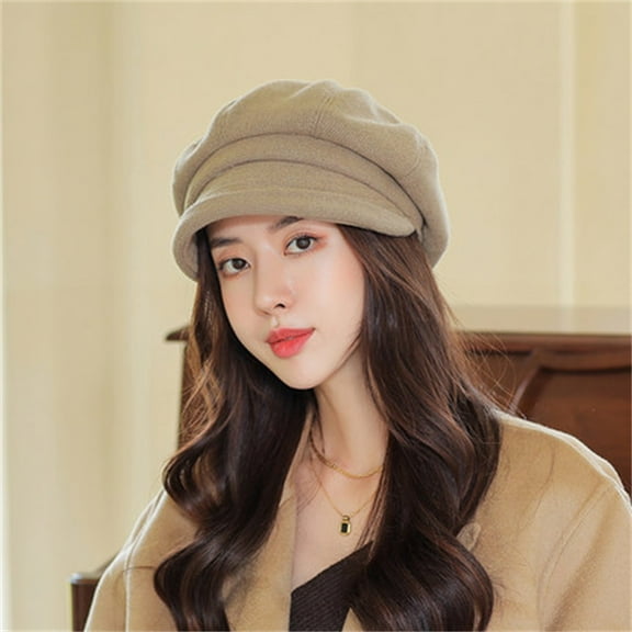 Brown Berets for Women Men Newsboy Cap Visor Beret Hats Soft Panels Vintage Cabbie Hat Cap for Women Girls