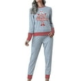 thumbnail image 4 of Loungewear Set, Two Piece Stripes Patchwork Stretchy Women Christmas Pajama Set  For Daily Life For Lady Light Gray XXXL, 4 of 6